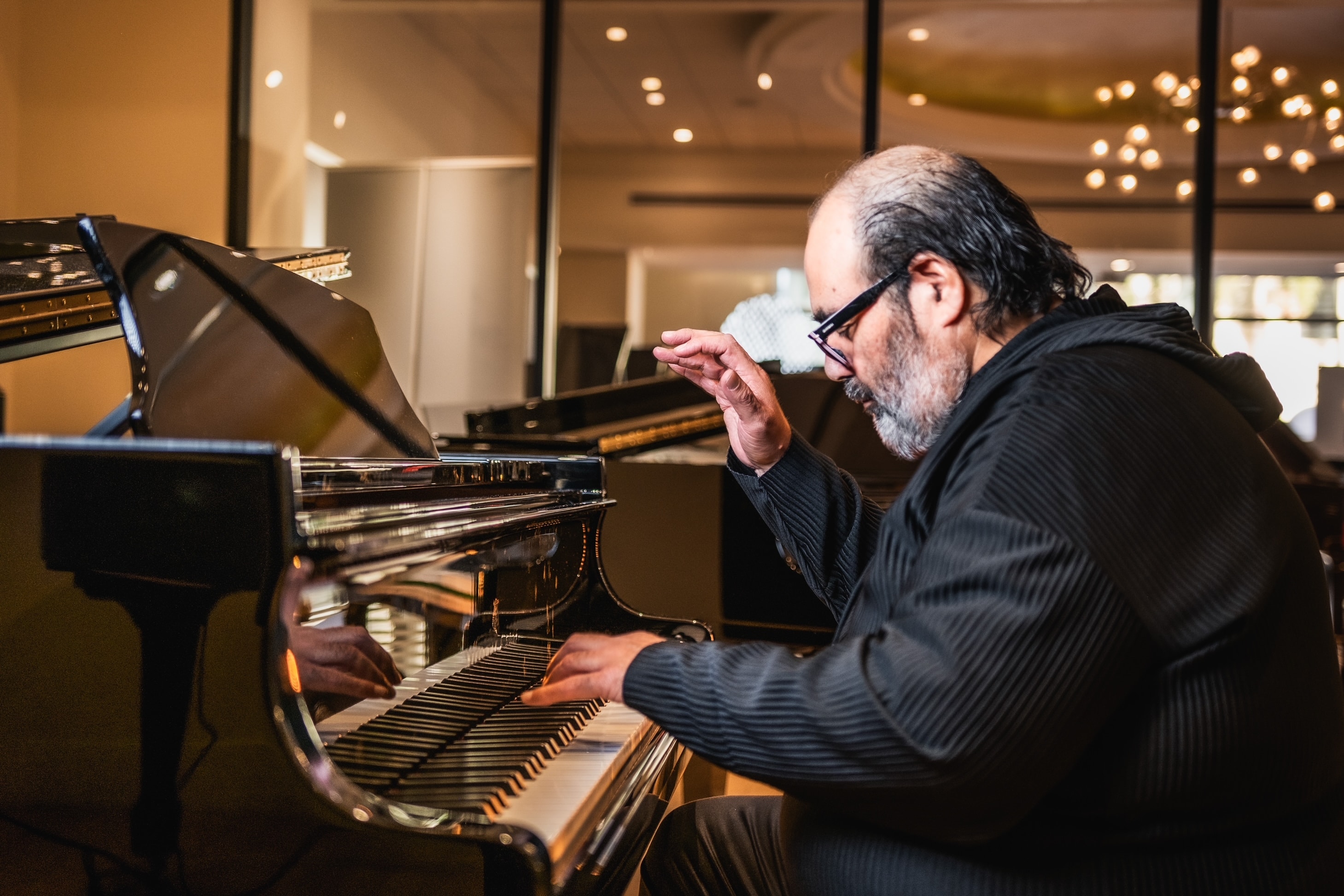 Grand piano on stage